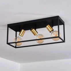 Hofstein Malao Deckenleuchte Messing, Schwarz, 3-flammig -Bürolampen Verkäufe malao deckenleuchte h3019320 7