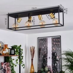 Hofstein Malao Deckenleuchte Messing, Schwarz, 4-flammig -Bürolampen Verkäufe malao deckenleuchte h3019337 3