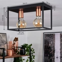 Hofstein Malao Deckenleuchte Schwarz, Gold, Roségold, 2-flammig -Bürolampen Verkäufe malao deckenleuchte h3019375 3