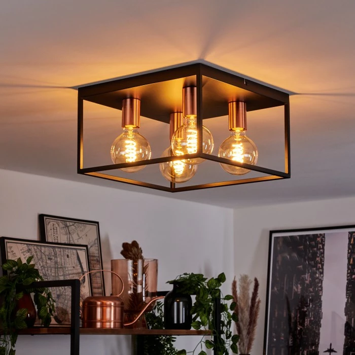 Hofstein Malao Deckenleuchte Schwarz, Roségold, 4-flammig 11 Hofstein Malao Deckenleuchte Schwarz, Roségold, 4-flammig – Bild 11