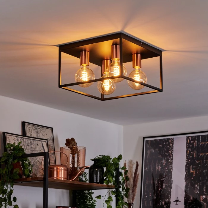 Hofstein Malao Deckenleuchte Schwarz, Roségold, 4-flammig 7 Hofstein Malao Deckenleuchte Schwarz, Roségold, 4-flammig – Bild 7