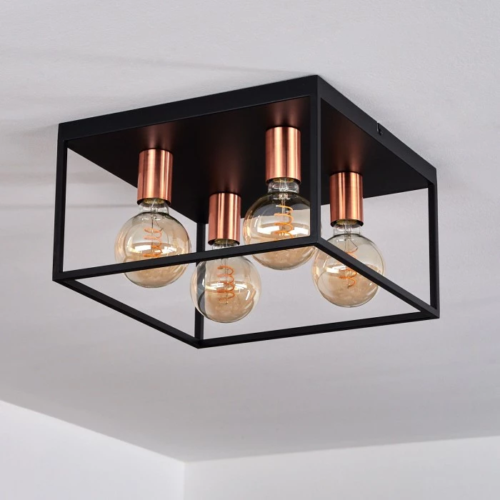 Hofstein Malao Deckenleuchte Schwarz, Roségold, 4-flammig 8 Hofstein Malao Deckenleuchte Schwarz, Roségold, 4-flammig – Bild 8