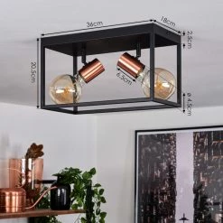 Hofstein Malao Deckenleuchte Schwarz, Roségold, 2-flammig -Bürolampen Verkäufe malao deckenleuchte h3019429 3