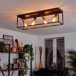 Hofstein Malao Deckenleuchte Schwarz, Roségold, 4-flammig