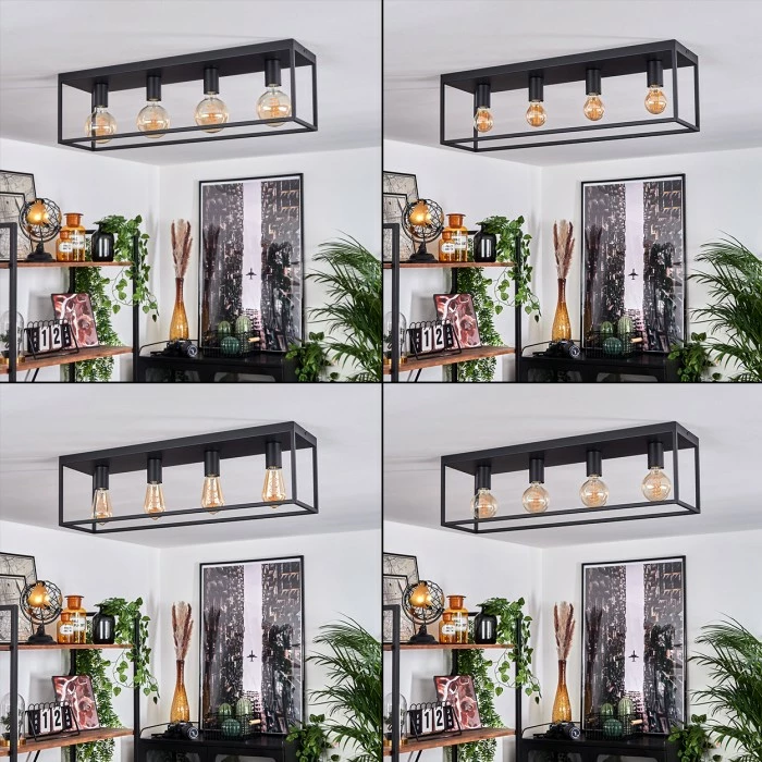 Hofstein Malao Deckenleuchte Schwarz, 4-flammig 2 Hofstein Malao Deckenleuchte Schwarz, 4-flammig – Bild 2