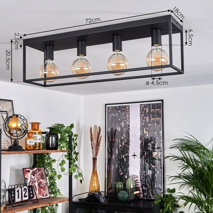 Hofstein Malao Deckenleuchte Schwarz, 4-flammig 4 Hofstein Malao Deckenleuchte Schwarz, 4-flammig – Bild 4