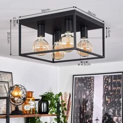 Hofstein Malao Deckenleuchte Schwarz, 4-flammig -Bürolampen Verkäufe malao deckenleuchte h3019511 3