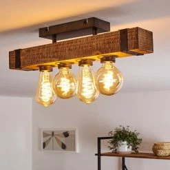 Hofstein Montgomery Deckenleuchte Schwarz, Holz dunkel, 4-flammig -Bürolampen Verkäufe montgomery deckenleuchte h3367926 12