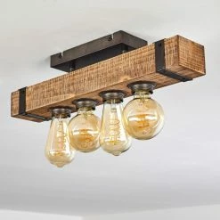 Hofstein Montgomery Deckenleuchte Schwarz, Holz dunkel, 4-flammig -Bürolampen Verkäufe montgomery deckenleuchte h3367926 14