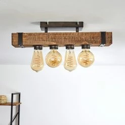 Hofstein Montgomery Deckenleuchte Schwarz, Holz dunkel, 4-flammig -Bürolampen Verkäufe montgomery deckenleuchte h3367926 8