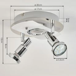 Hofstein Morges Deckenleuchte LED Nickel-Matt, Chrom, 2-flammig -Bürolampen Verkäufe morges deckenleuchte h3458556 3