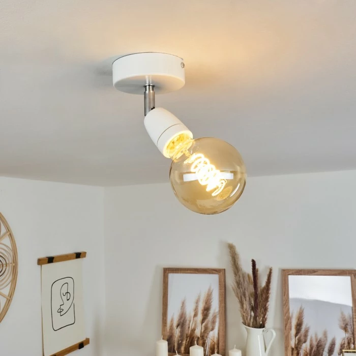 Hofstein Musland Deckenleuchte Chrom, Weiß, 1-flammig 1 Hofstein Musland Deckenleuchte Chrom, Weiß, 1-flammig