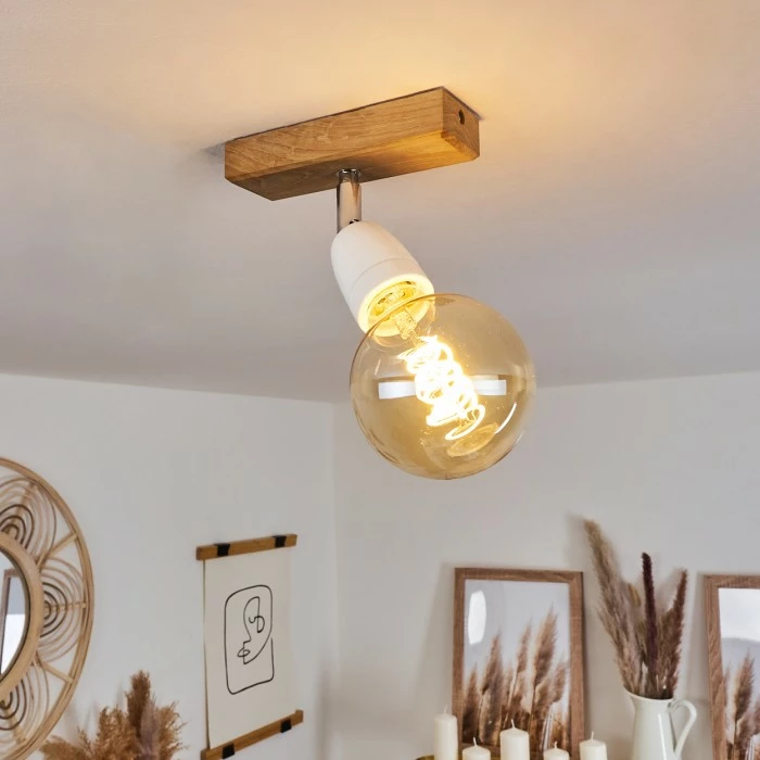 Hofstein Musland Deckenleuchte Chrom, Braun, 1-flammig 1 Hofstein Musland Deckenleuchte Chrom, Braun, 1-flammig