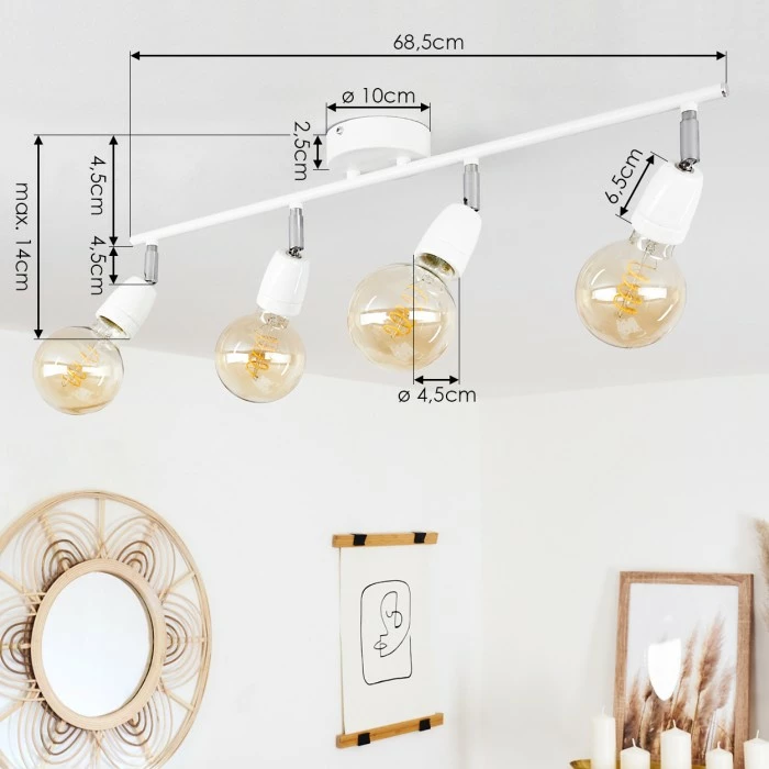 Hofstein Musland Deckenleuchte Chrom, Weiß, 4-flammig 4 Hofstein Musland Deckenleuchte Chrom, Weiß, 4-flammig – Bild 4
