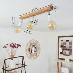 Hofstein Musland Deckenleuchte Chrom, Weiß, Holz dunkel, 3-flammig -Bürolampen Verkäufe musland deckenleuchte h3441305 3
