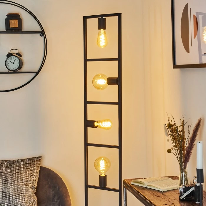 Hofstein Nanbong Stehleuchte Schwarz, 4-flammig 7 Hofstein Nanbong Stehleuchte Schwarz, 4-flammig – Bild 7