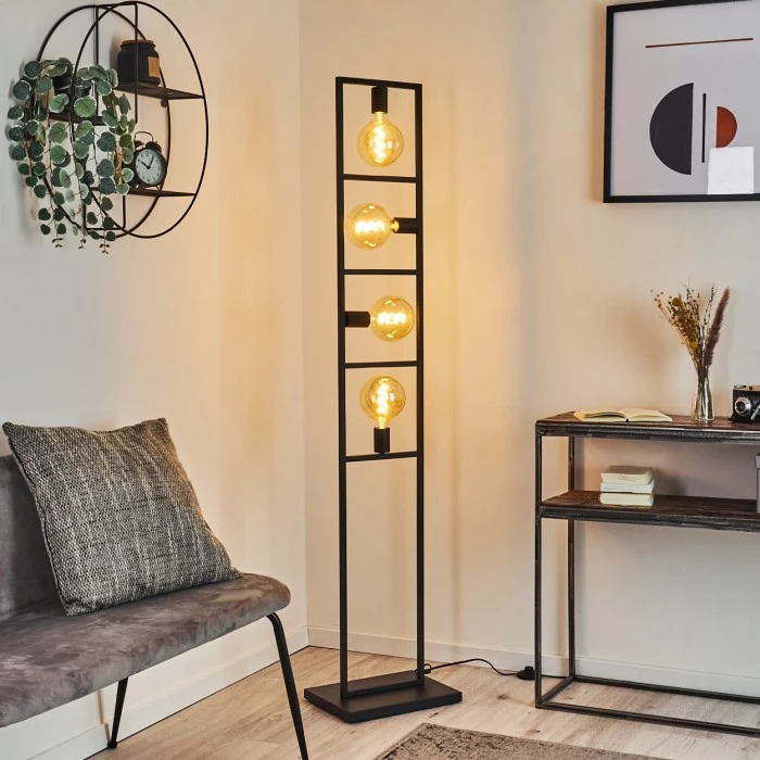 Hofstein Nanbong Stehleuchte Schwarz, 4-flammig 9 Hofstein Nanbong Stehleuchte Schwarz, 4-flammig – Bild 9