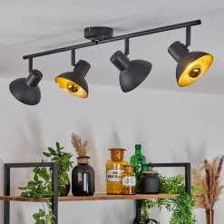 Hofstein Neiden Deckenleuchte Schwarz-Gold, 4-flammig