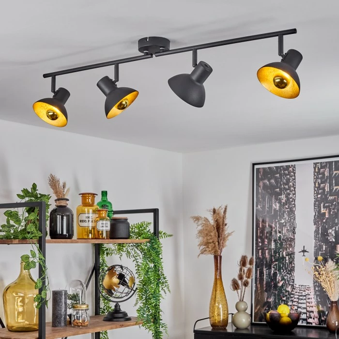 Hofstein Neiden Deckenleuchte Schwarz-Gold, 4-flammig 9 Hofstein Neiden Deckenleuchte Schwarz-Gold, 4-flammig – Bild 9