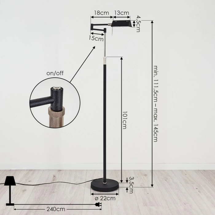Hofstein Norrlida Stehleuchte LED Chrom, Schwarz, 1-flammig 4 Hofstein Norrlida Stehleuchte LED Chrom, Schwarz, 1-flammig – Bild 4
