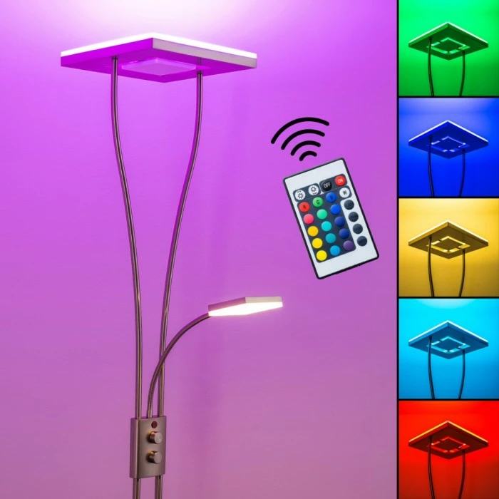 Hofstein Notigi Deckenfluter LED Nickel-Matt, 2-flammig, Fernbedienung, Farbwechsler 1 Hofstein Notigi Deckenfluter LED Nickel-Matt, 2-flammig, Fernbedienung, Farbwechsler