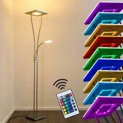 Hofstein Notigi Deckenfluter LED Nickel-Matt, 2-flammig, Fernbedienung, Farbwechsler 35 Hofstein Notigi Deckenfluter LED Nickel-Matt, 2-flammig, Fernbedienung, Farbwechsler -Bürolampen Verkäufe notigi deckenfluter h000632 2