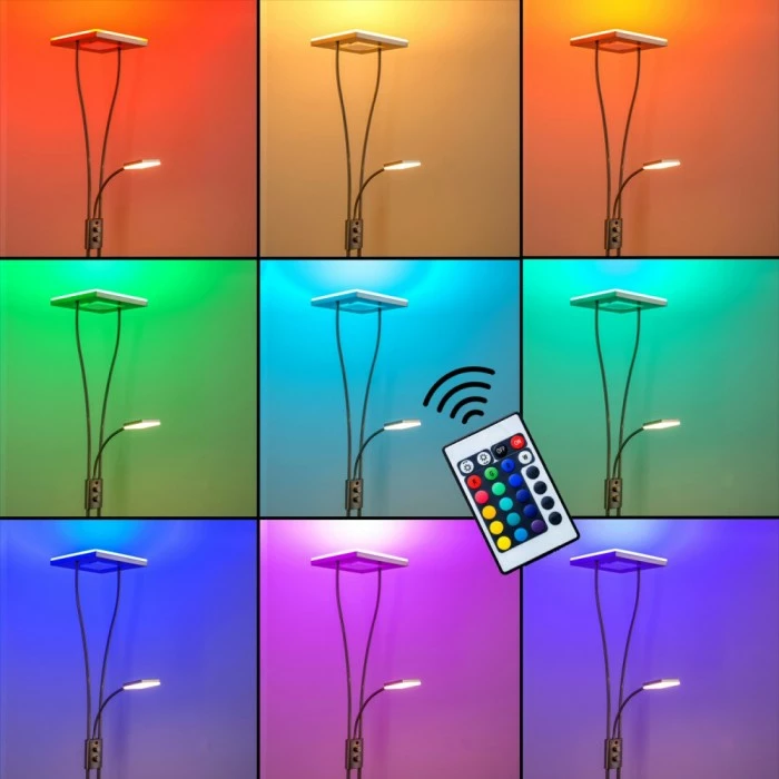 Hofstein Notigi Deckenfluter LED Nickel-Matt, 2-flammig, Fernbedienung, Farbwechsler 4 Hofstein Notigi Deckenfluter LED Nickel-Matt, 2-flammig, Fernbedienung, Farbwechsler – Bild 4