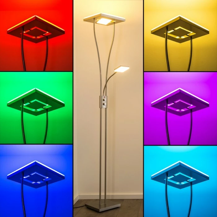 Hofstein Notigi Deckenfluter LED Nickel-Matt, 2-flammig, Fernbedienung, Farbwechsler 10 Hofstein Notigi Deckenfluter LED Nickel-Matt, 2-flammig, Fernbedienung, Farbwechsler – Bild 10