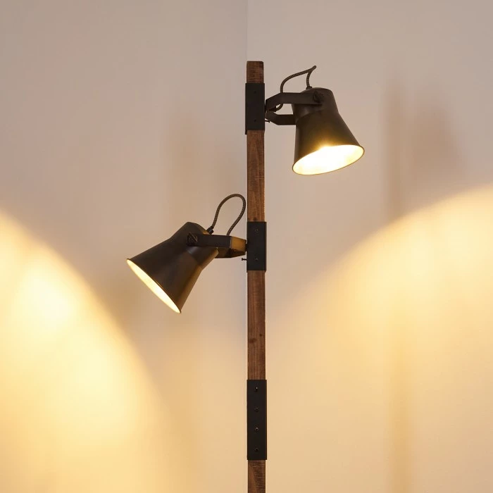 Hofstein Oksbol Stehleuchte Grau, Dunkelbraun, Stahl gebürstet, 2-flammig 4 Hofstein Oksbol Stehleuchte Grau, Dunkelbraun, Stahl gebürstet, 2-flammig – Bild 4