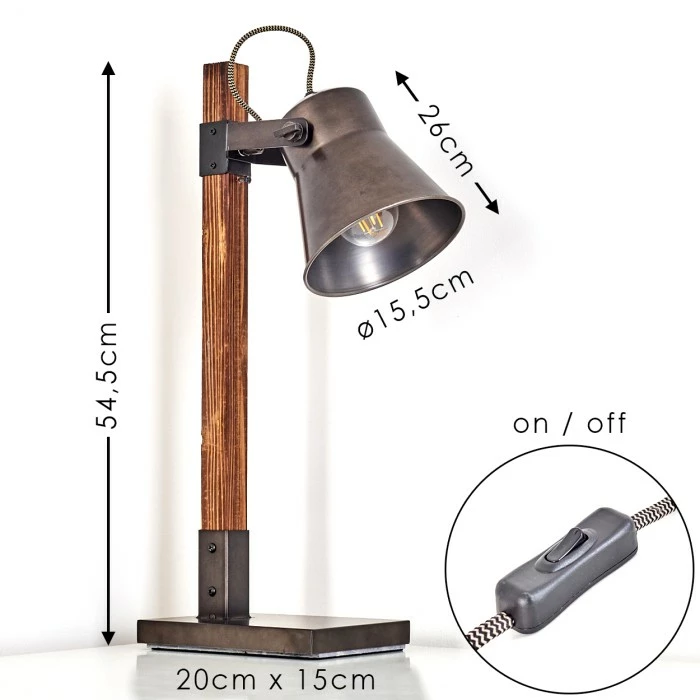 Hofstein Oksbol Tischleuchte Grau, Dunkelbraun, Stahl gebürstet, 1-flammig 2 Hofstein Oksbol Tischleuchte Grau, Dunkelbraun, Stahl gebürstet, 1-flammig – Bild 2