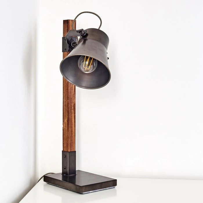 Hofstein Oksbol Tischleuchte Grau, Dunkelbraun, Stahl gebürstet, 1-flammig 5 Hofstein Oksbol Tischleuchte Grau, Dunkelbraun, Stahl gebürstet, 1-flammig – Bild 5