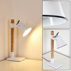 Hofstein Oksbol Tischleuchte Braun, Weiß, 1-flammig