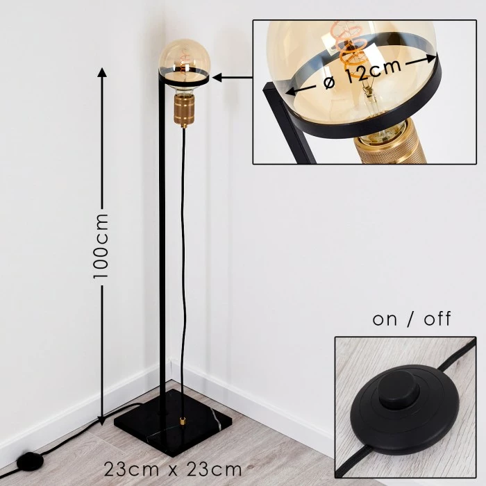 Hofstein Okudari Stehleuchte Messing, Schwarz, Gold, 1-flammig 2 Hofstein Okudari Stehleuchte Messing, Schwarz, Gold, 1-flammig – Bild 2