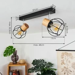 Hofstein Orkanger Deckenleuchte Chrom, Schwarz, Naturfarben, 2-flammig 15 Hofstein Orkanger Deckenleuchte Chrom, Schwarz, Naturfarben, 2-flammig -Bürolampen Verkäufe orkanger deckenleuchte h3441602 3