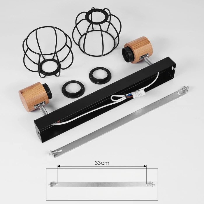 Hofstein Orkanger Deckenleuchte Chrom, Schwarz, Naturfarben, 2-flammig 5 Hofstein Orkanger Deckenleuchte Chrom, Schwarz, Naturfarben, 2-flammig – Bild 5