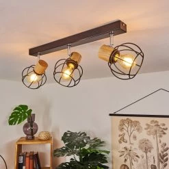 Hofstein Orkanger Deckenleuchte Chrom, Schwarz, Naturfarben, 3-flammig -Bürolampen Verkäufe orkanger deckenleuchte h3441619 6