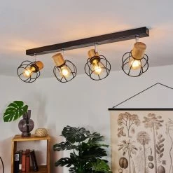 Hofstein Orkanger Deckenleuchte Chrom, Schwarz, Naturfarben, 4-flammig -Bürolampen Verkäufe orkanger deckenleuchte h3441626 6