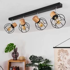 Hofstein Orkanger Deckenleuchte Chrom, Schwarz, Naturfarben, 4-flammig -Bürolampen Verkäufe orkanger deckenleuchte h3441626 9