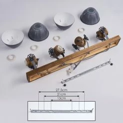 Hofstein Orny Deckenleuchte Grau, Holz dunkel, 4-flammig -Bürolampen Verkäufe orny deckenleuchte h3019122 4