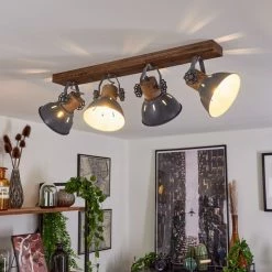 Hofstein Orny Deckenleuchte Grau, Holz dunkel, 4-flammig -Bürolampen Verkäufe orny deckenleuchte h3019122 6