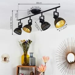 Hofstein Osina Deckenleuchte Chrom, Schwarz, 4-flammig -Bürolampen Verkäufe osina deckenleuchte h3017593 3