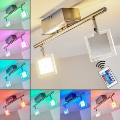 Hofstein Oxford Deckenleuchte LED Chrom, 2-flammig, Fernbedienung, Farbwechsler