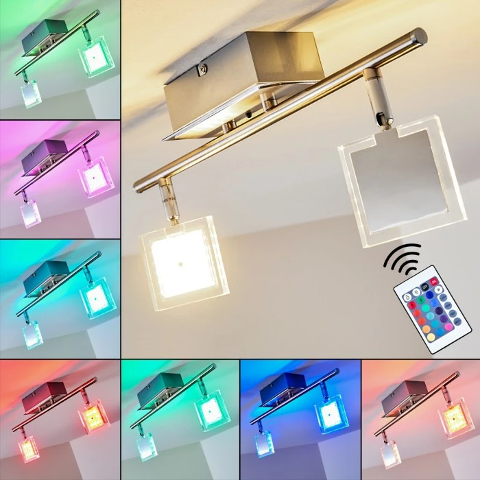 Hofstein Oxford Deckenleuchte LED Chrom, 2-flammig, Fernbedienung, Farbwechsler 1 Hofstein Oxford Deckenleuchte LED Chrom, 2-flammig, Fernbedienung, Farbwechsler