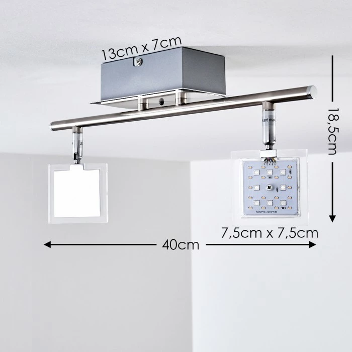 Hofstein Oxford Deckenleuchte LED Chrom, 2-flammig, Fernbedienung, Farbwechsler 2 Hofstein Oxford Deckenleuchte LED Chrom, 2-flammig, Fernbedienung, Farbwechsler – Bild 2
