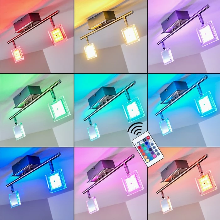 Hofstein Oxford Deckenleuchte LED Chrom, 2-flammig, Fernbedienung, Farbwechsler 3 Hofstein Oxford Deckenleuchte LED Chrom, 2-flammig, Fernbedienung, Farbwechsler – Bild 3