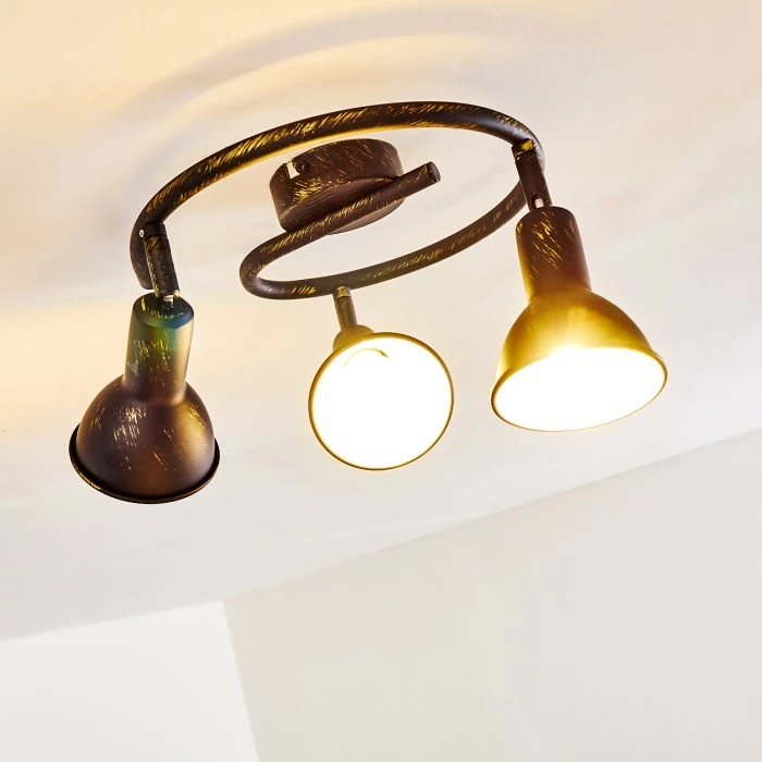 Hofstein Polmak Deckenleuchte Schwarz-Gold, 3-flammig 8 Hofstein Polmak Deckenleuchte Schwarz-Gold, 3-flammig – Bild 8