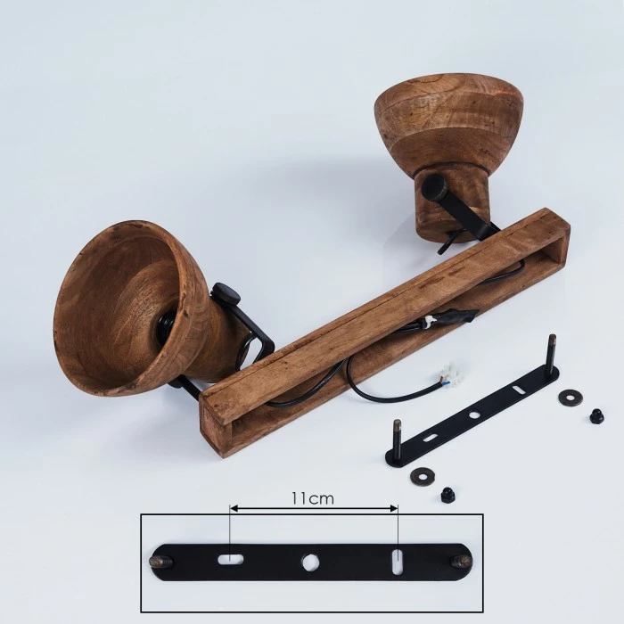Hofstein Porcia Deckenleuchte Holz dunkel, 2-flammig 5 Hofstein Porcia Deckenleuchte Holz dunkel, 2-flammig – Bild 5