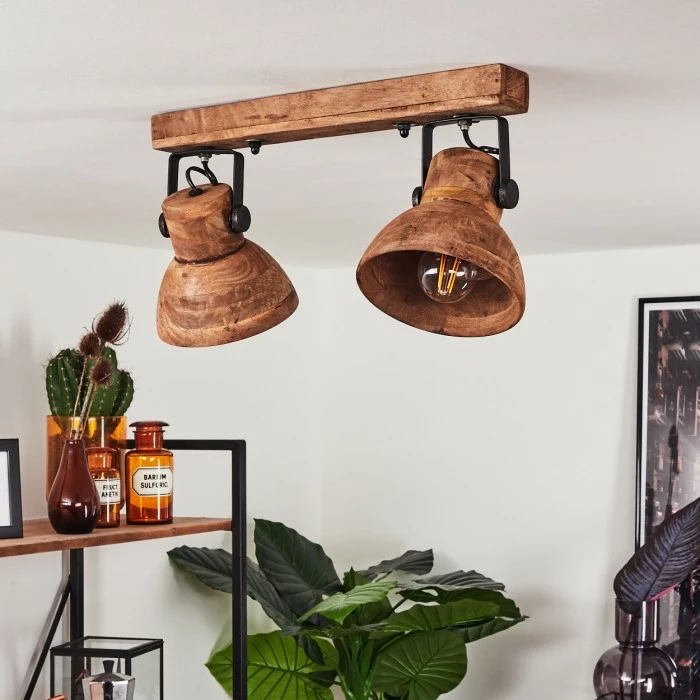 Hofstein Porcia Deckenleuchte Holz dunkel, 2-flammig 10 Hofstein Porcia Deckenleuchte Holz dunkel, 2-flammig – Bild 10