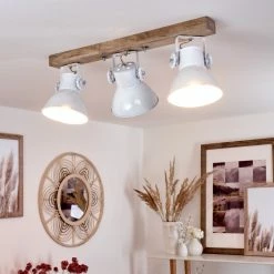 Hofstein Porcia Deckenleuchte Holz dunkel, 3-flammig