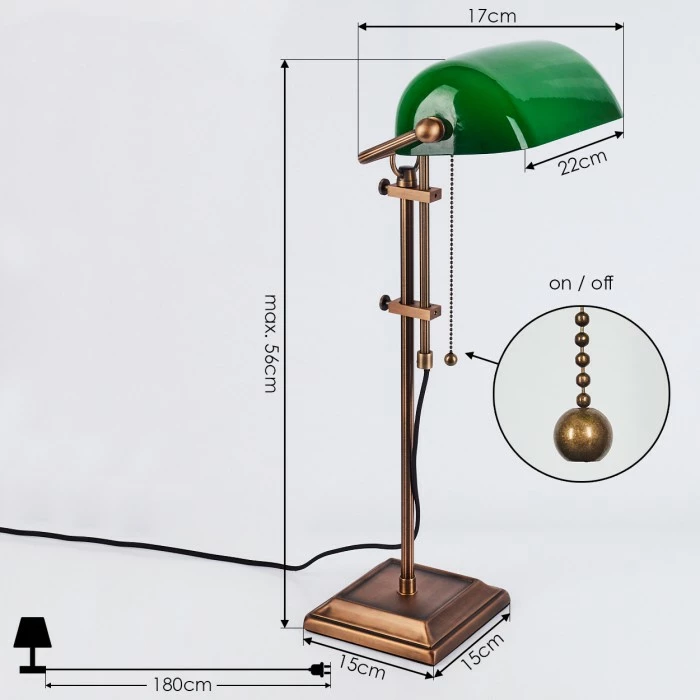 Hofstein Ragaz Bankerlampe Bronze, 1-flammig 4 Hofstein Ragaz Bankerlampe Bronze, 1-flammig – Bild 4
